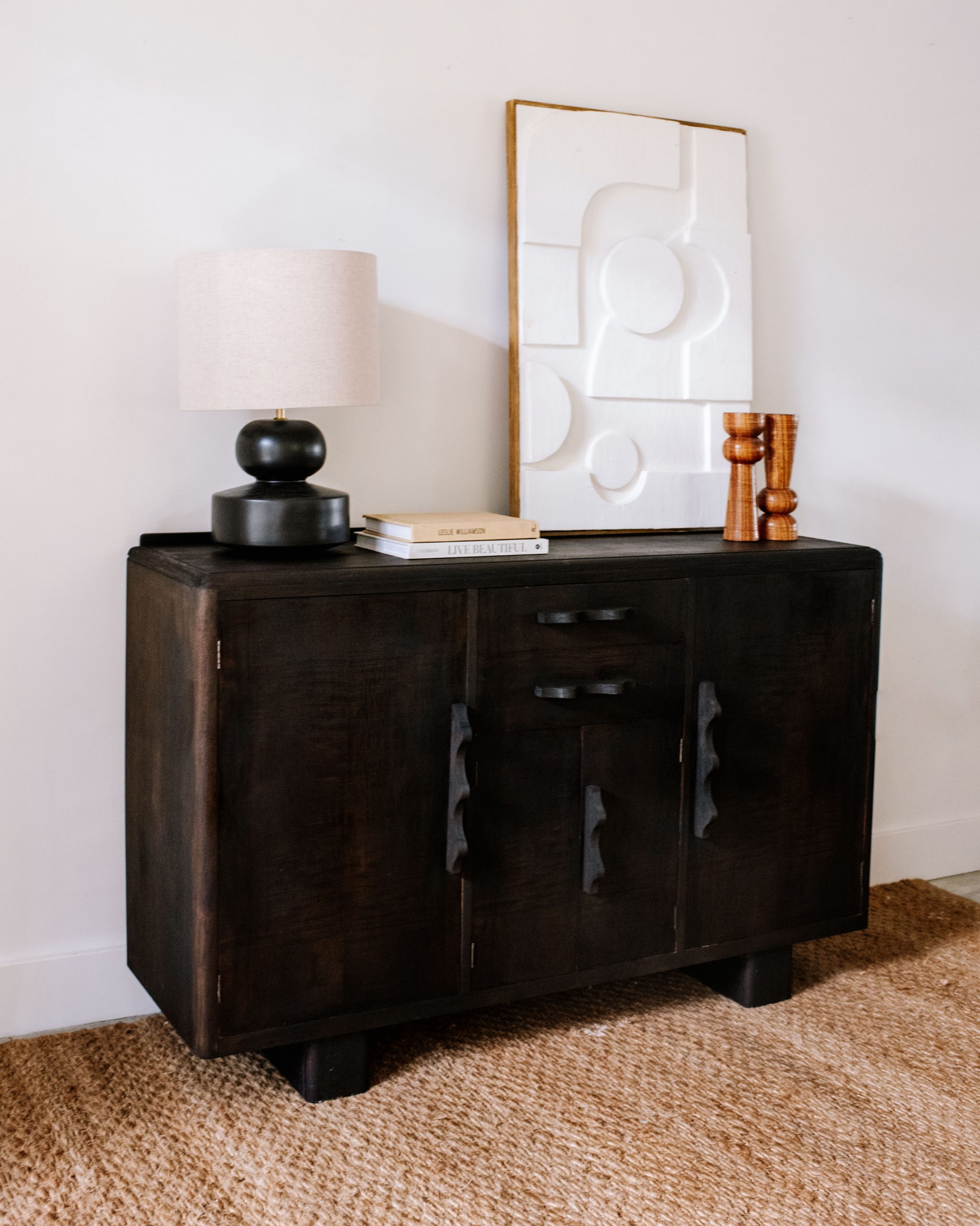 Upcycling A Thrifted Sideboard (Using Black Stain & Wavy Handles)