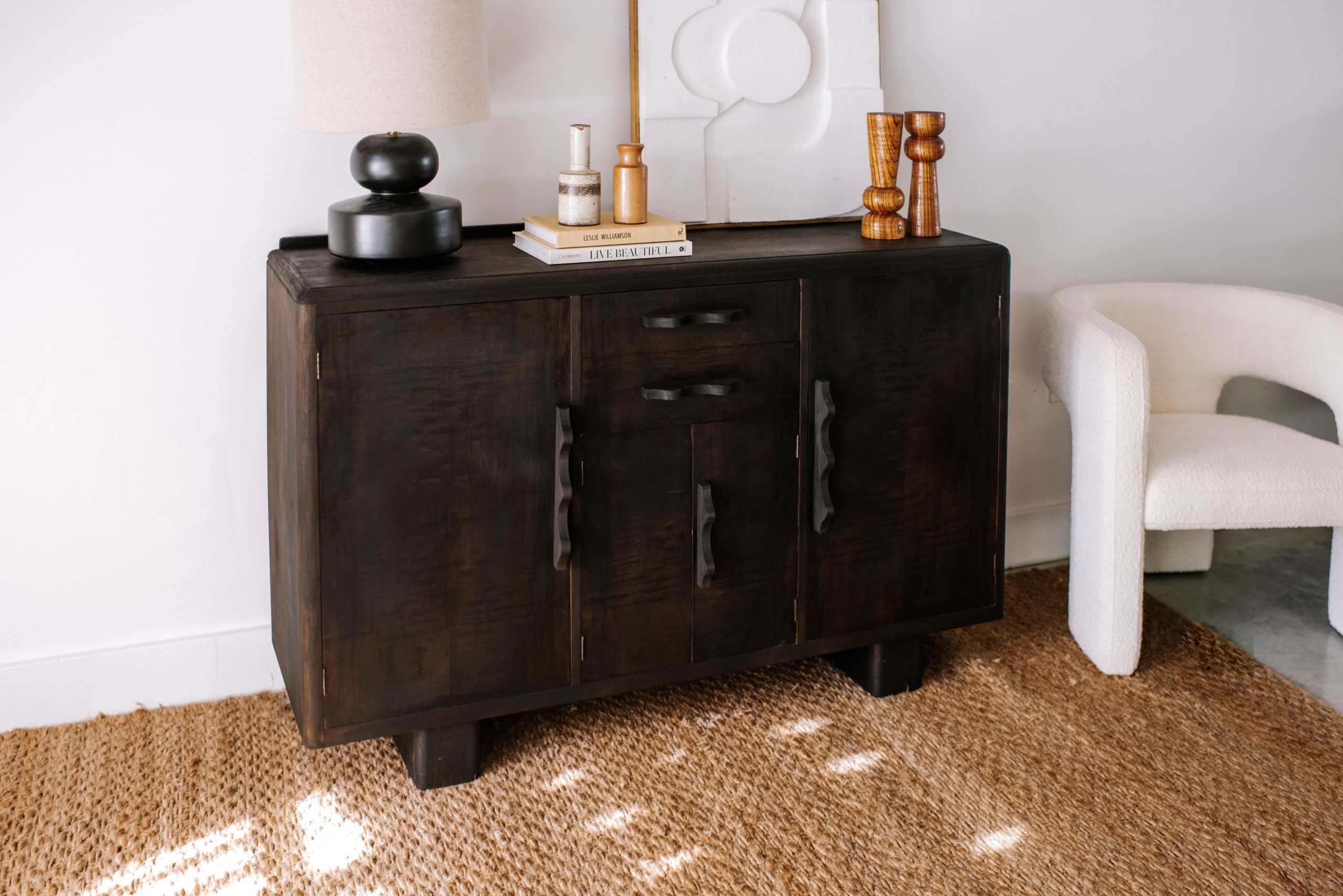 Upcycling A Thrifted Sideboard (Using Black Stain & Wavy Handles)