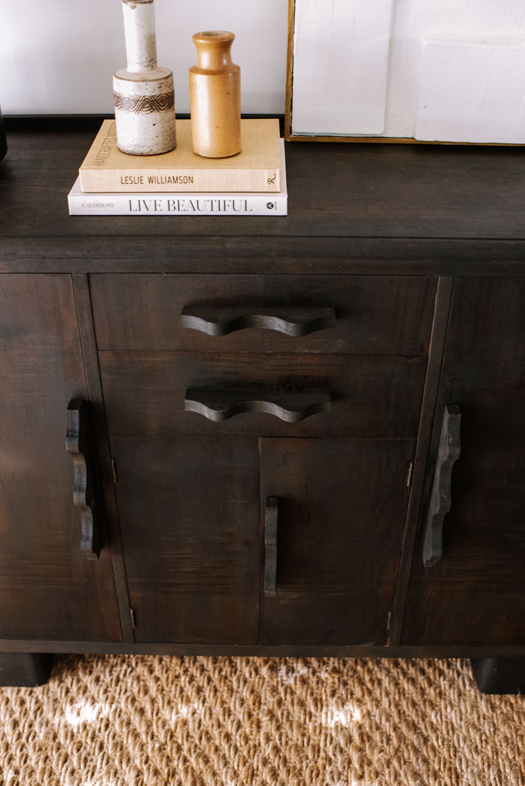 Upcycling A Thrifted Sideboard (Using Black Stain & Wavy Handles)